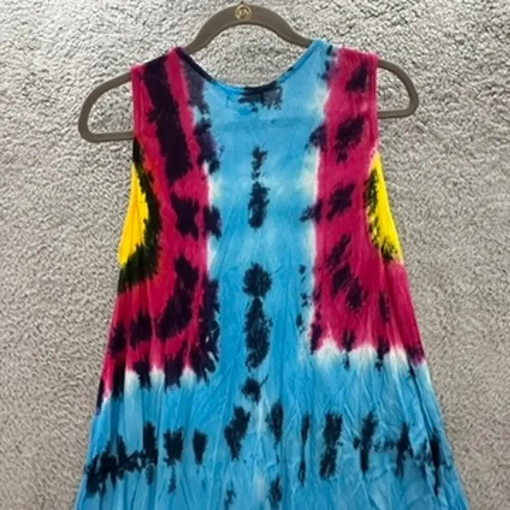 Cleopatra Women's One Size Tie Die‎ Cover-Up Embroidered Sequins Flowy Beach